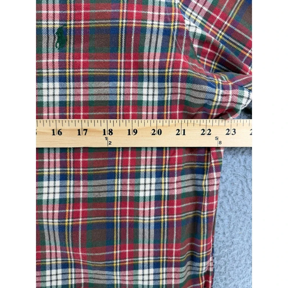 Polo Ralph Lauren Mens Large Classic Fit Plaid Button Down Shirt Red Green L